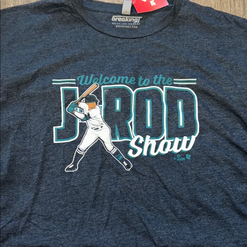 BreakingT Julio Rodriguez J-Rod Show Seattle Mariners MLB Navy T-Shirt Mens New
